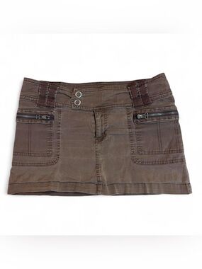 y2k Brown Cargo Mini Skirt with Zip Pocket